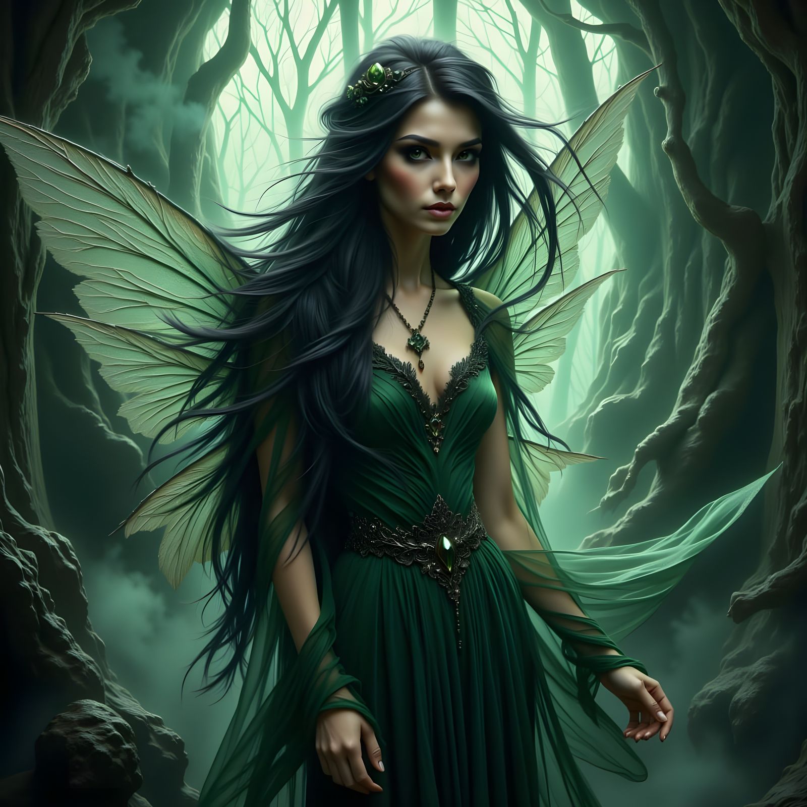 Faerie Queen Portrait in Dark Fantasy Style