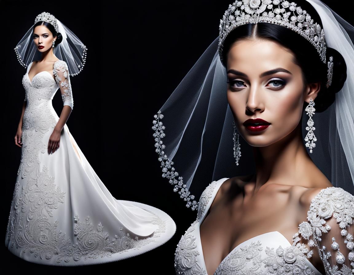 Bride in Cosmic Wedding Attire with Fantasy Elements