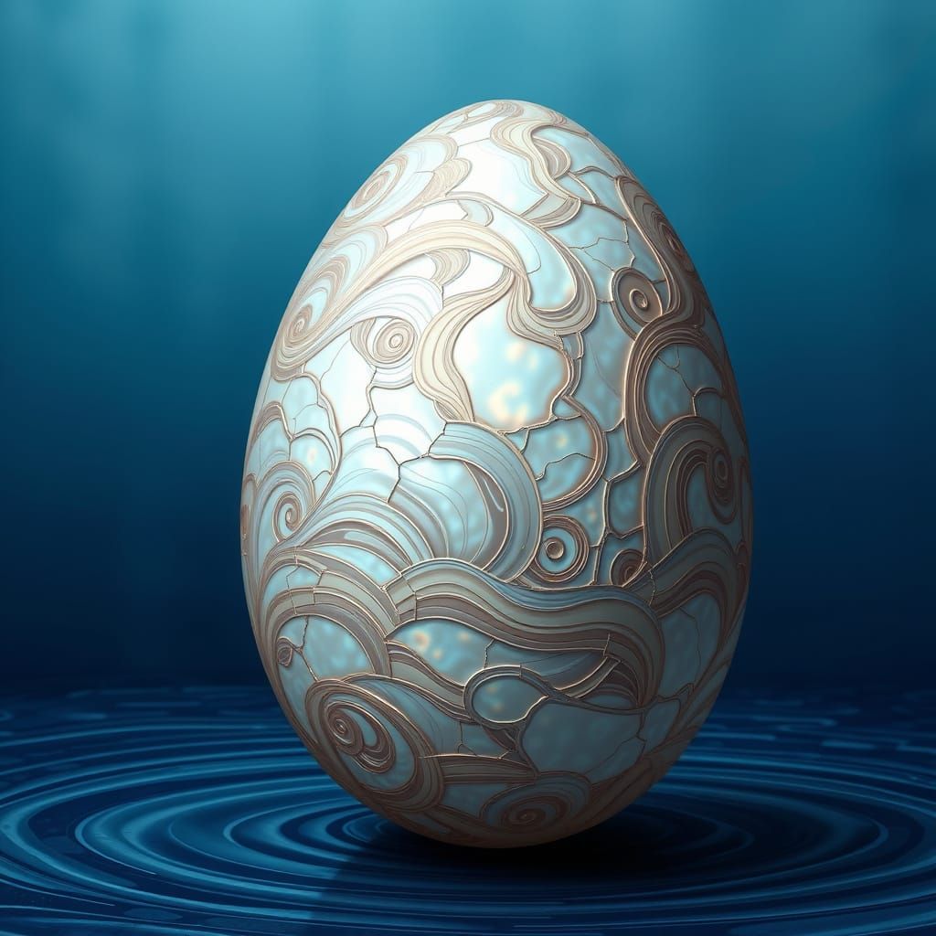 Ethereal, Surreal Egg Form with Iridescent Sheen