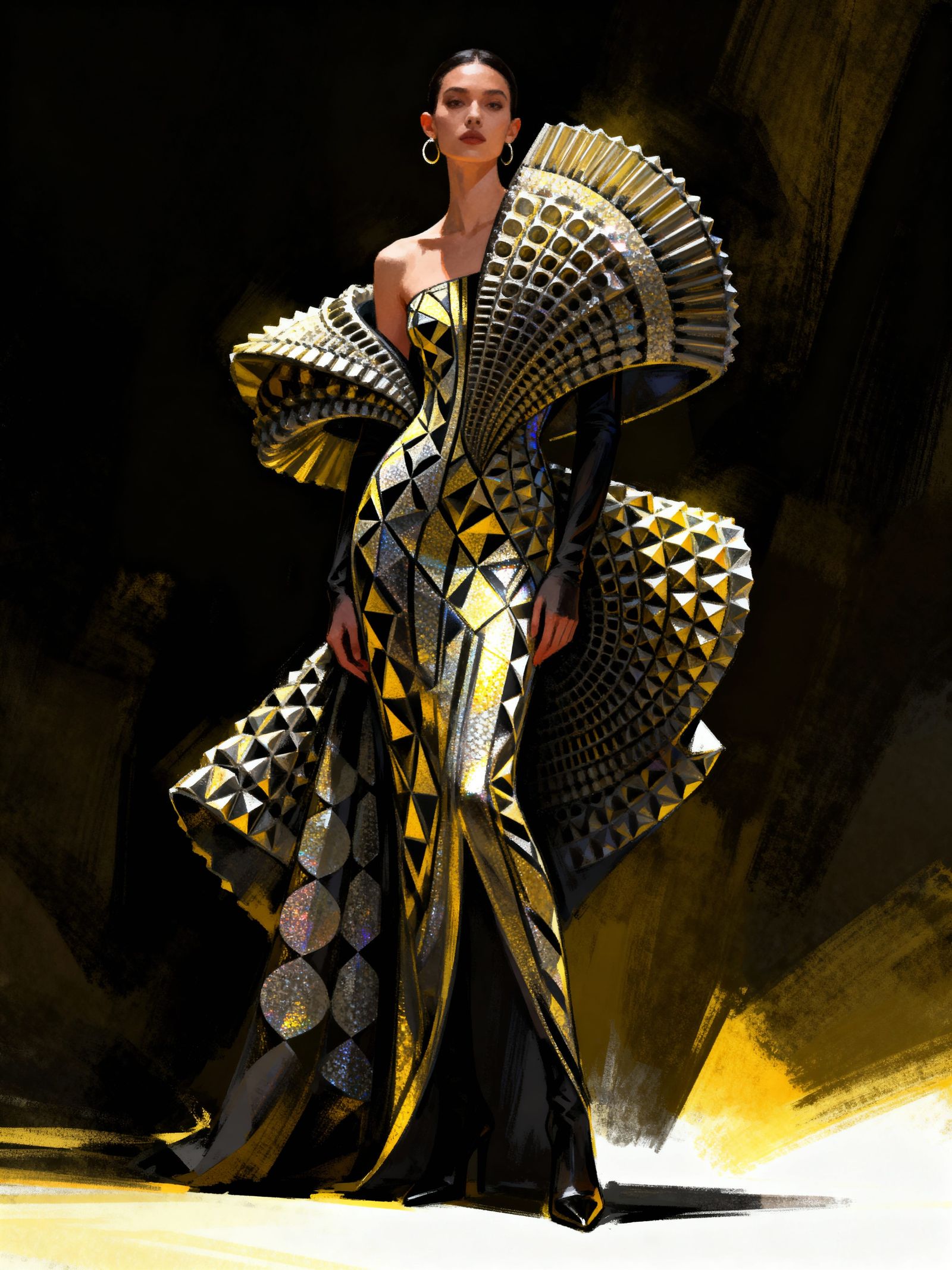 Avant-Garde Haute Couture Fashion Illustration