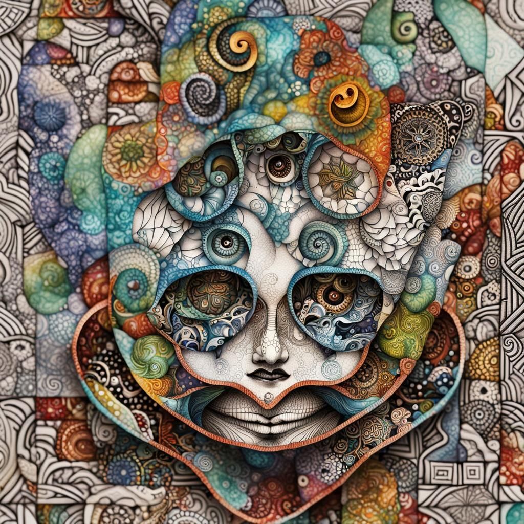 Jester Doll in Abstract Vector Style