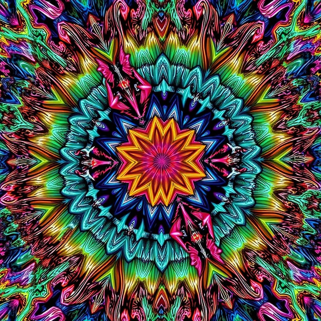Psychedelic Fractal Pattern in Futuristic Style