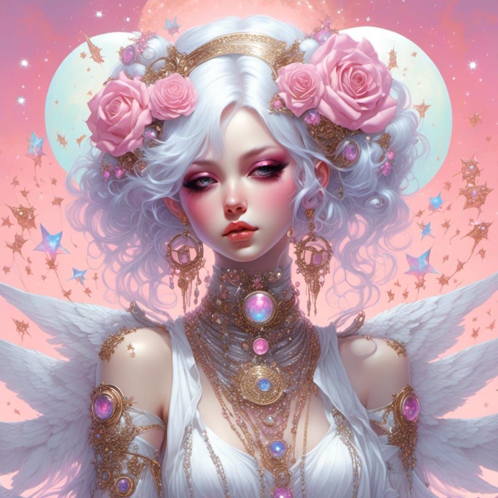 Goth Goddess in Cosmic Splendor: A Masterpiece of Emo Witchc...