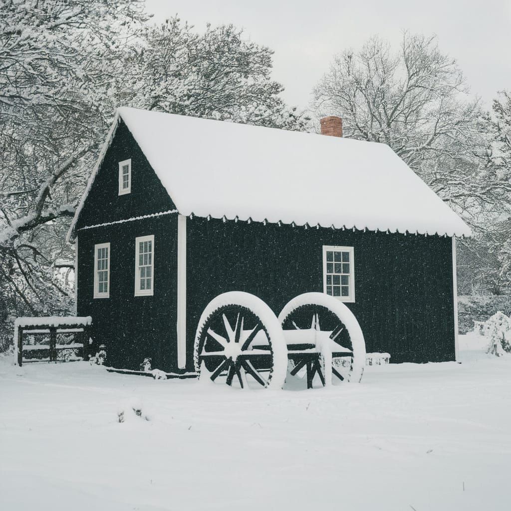 Black house in Snow