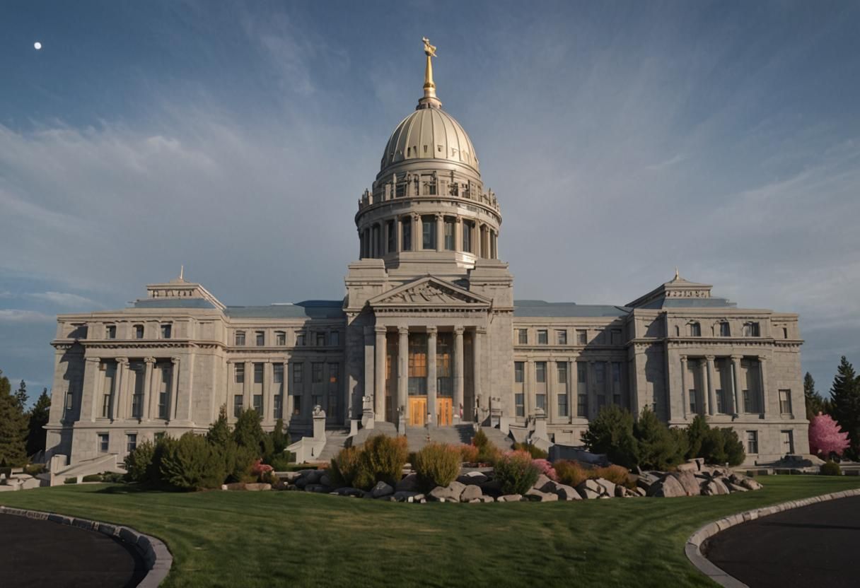 Majestic Idaho Falls Temple in Warm Evening Light