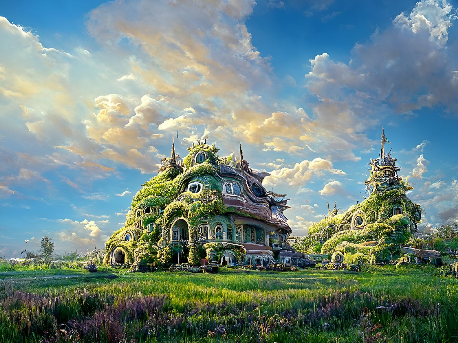 Vibrant Fantasy Abode in Elaborate Grass Architecture Style