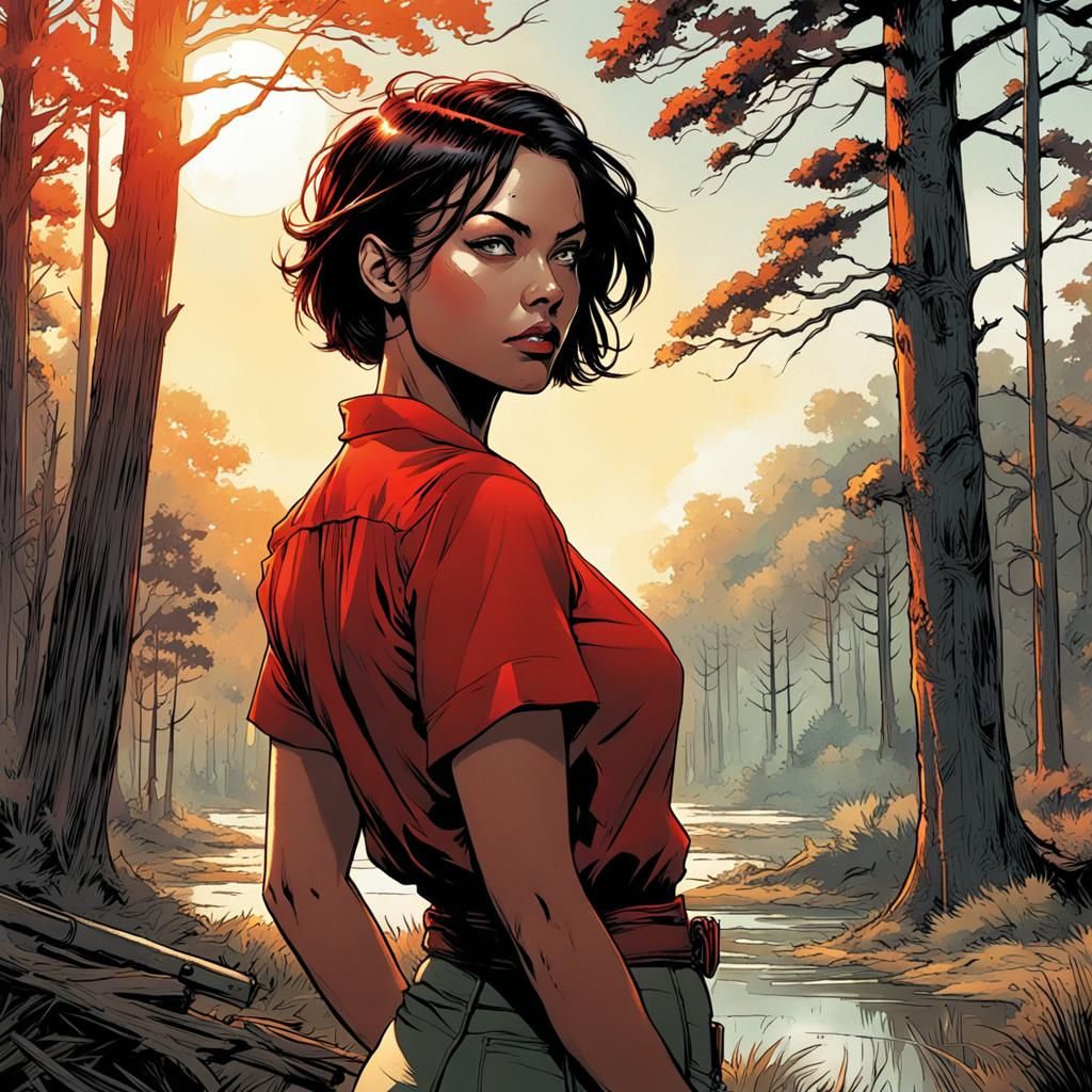 Stunning Young Woman in Enki Bilal's Comic Style