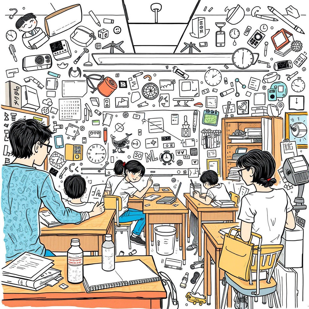 Stylized Classroom Scene in Intricate Detail