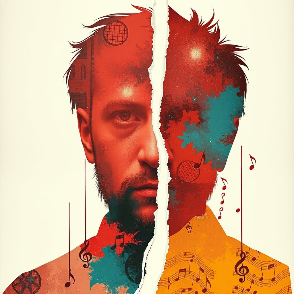 Ethereal Portrait of Gotye in Papercut Decoupage