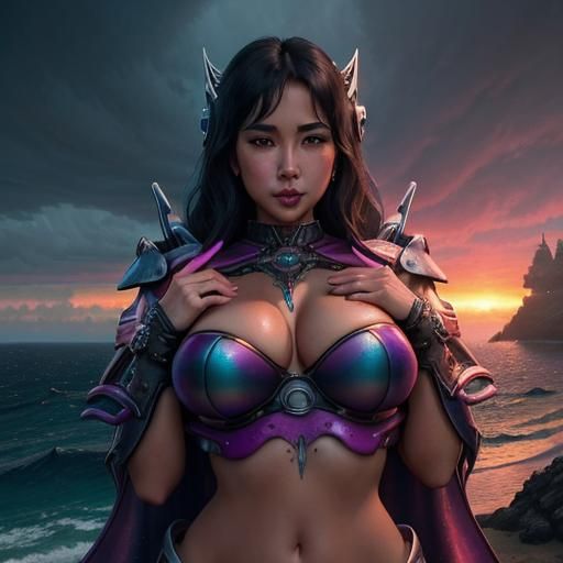 Beautifully Drawn Fantasy Armor in Vibrant Matte Painting St...