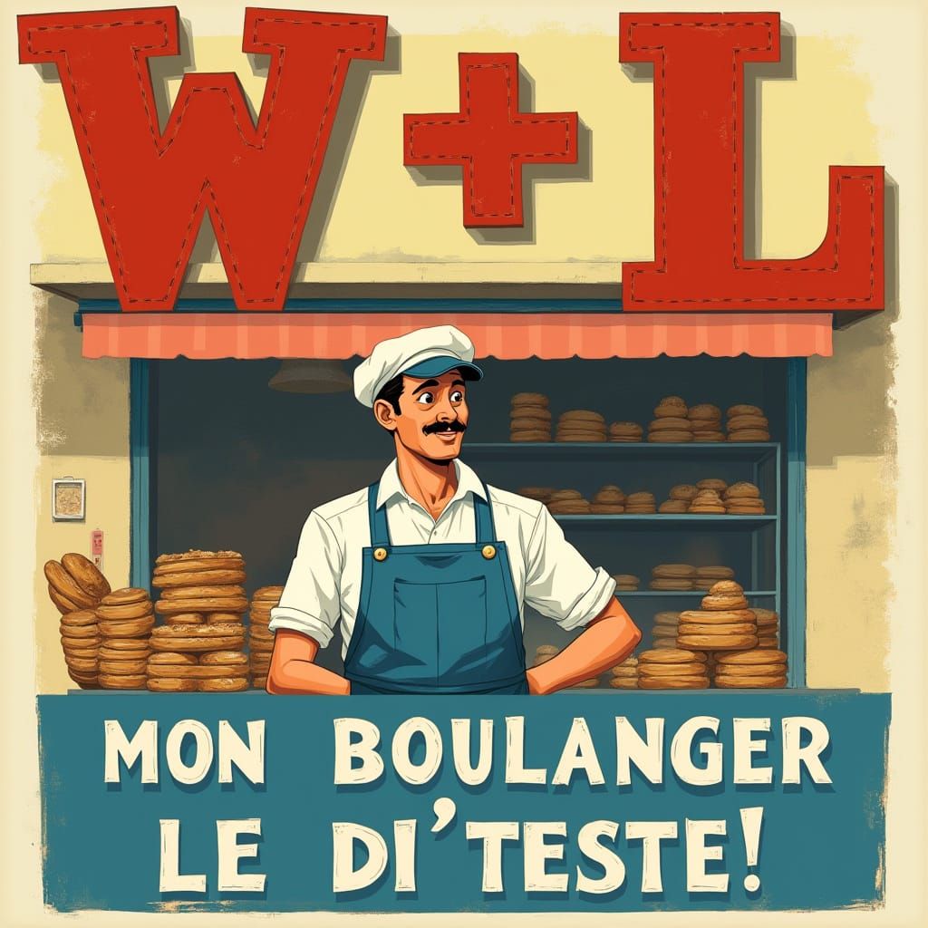 Angry Baker Advertisement in 1940s French Style
