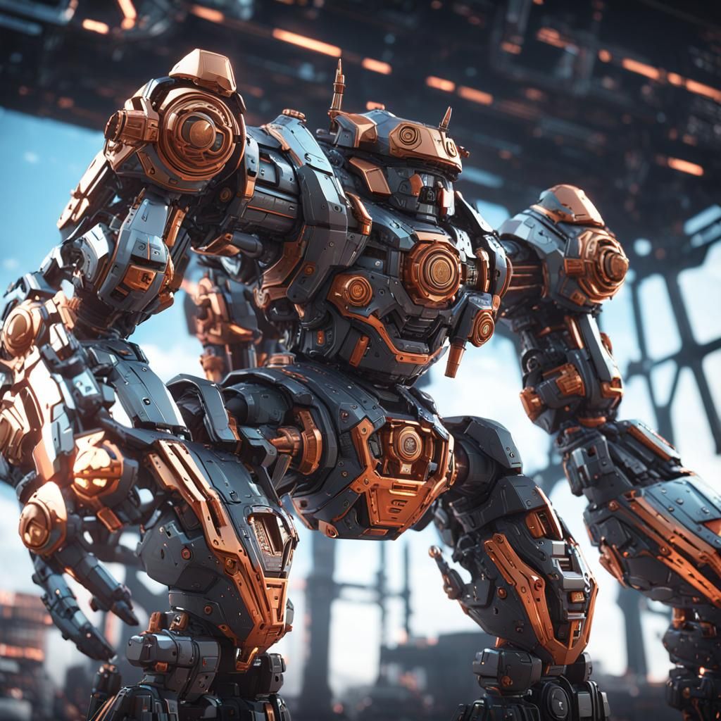Epic Futuristic Mech in Polished Metal Unveiled