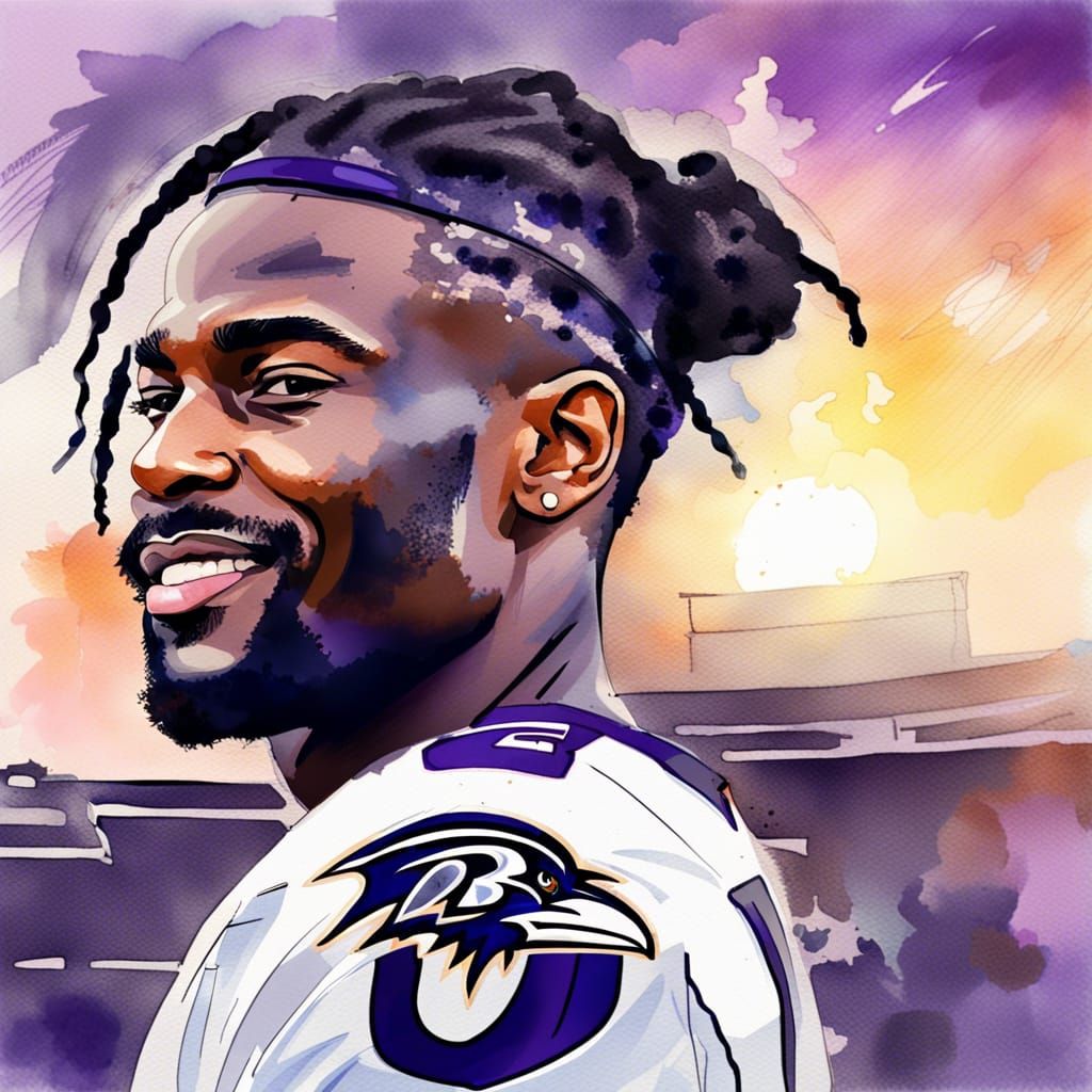 Digital Watercolor Portrait of a Smiling Man with Braided Ha...