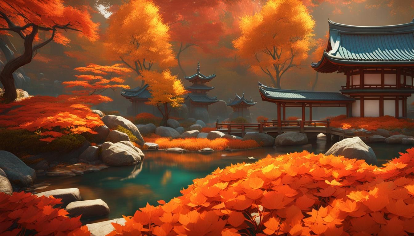 Surreal Autumn Wonderland in Vibrant Triadic Hues