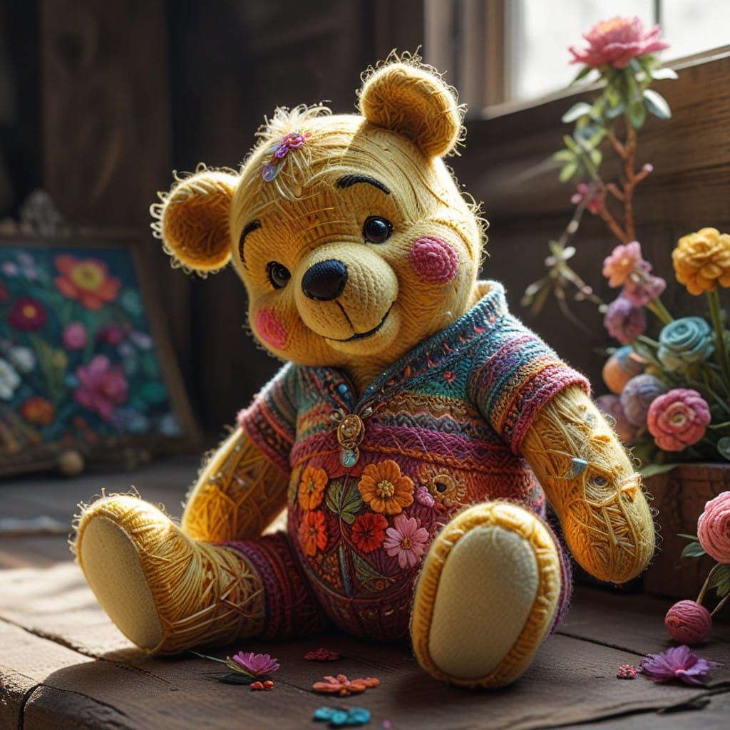 Whimsical Winnie the Pooh in Vibrant Pastel Hues