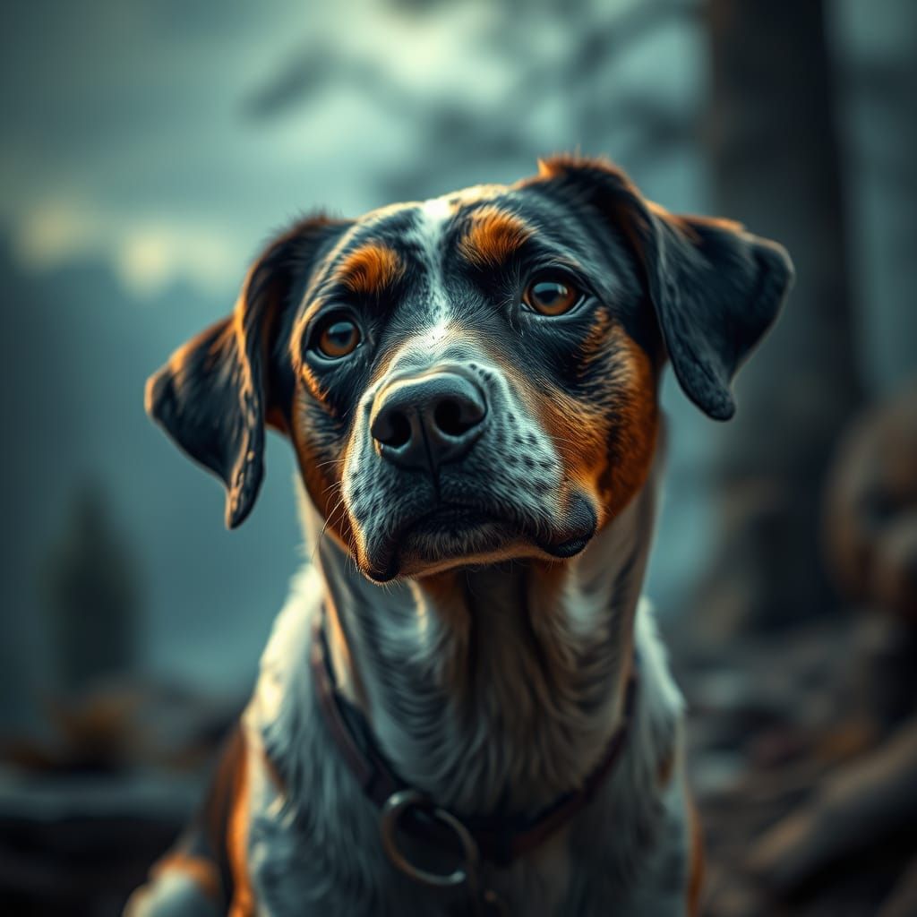 Hyperrealistic Dog Portrait in Cinematic Lighting