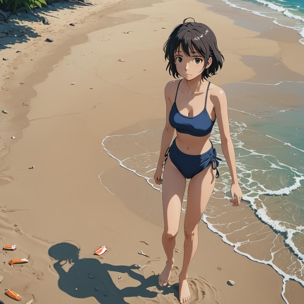 Anime Beach Goddess in Vibrant Colors