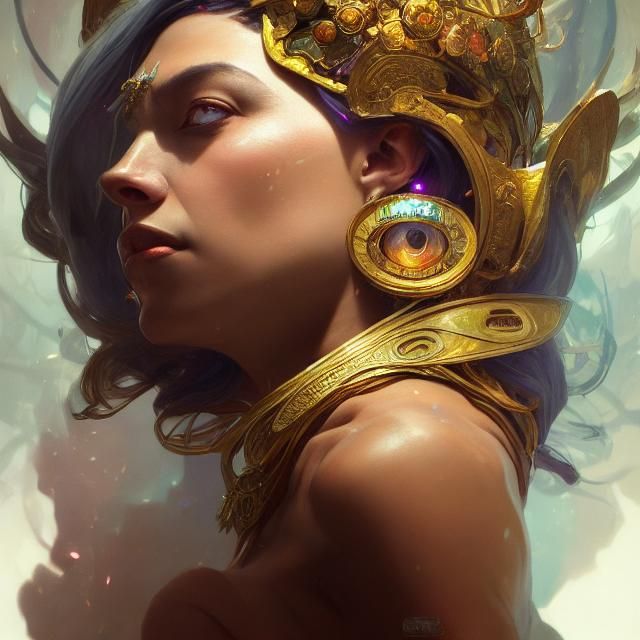 Sacred Queen Mother Portrait in Hyperdetailed Style