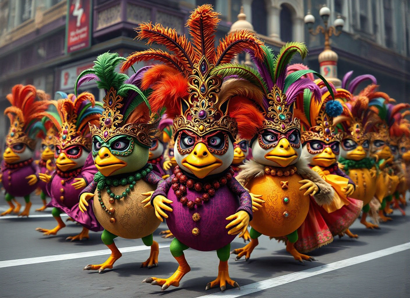 Mardi Gras: Angry Eggs in Masquerade Masks