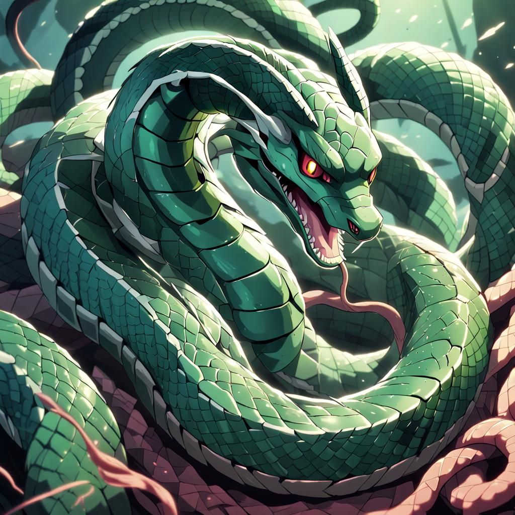 Surreal Anime Serpent Unleashes Fury in Visceral Epic