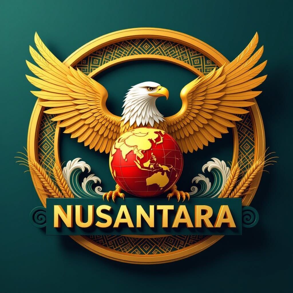 Eagle Globe Emblem in 3D Vector Style