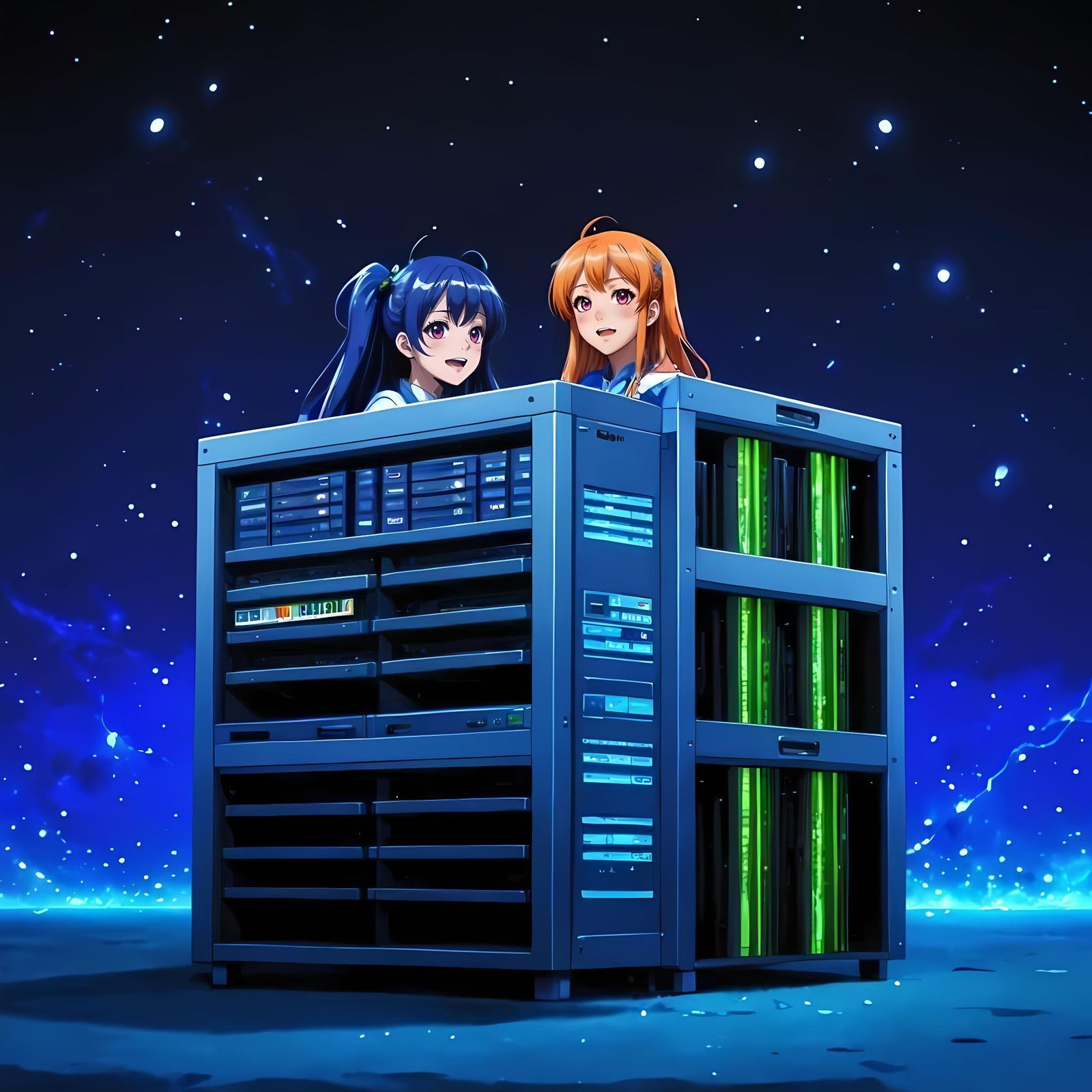 Magical Anime Girls Emerge from a Server Rack