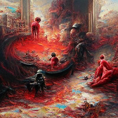 Dante's Inferno Purgatorio Scene in Dark, Fiery Details