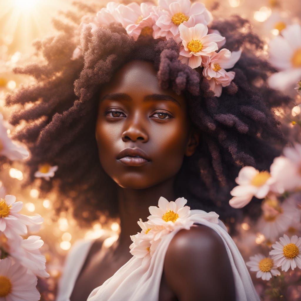 Surreal Birth of a Woman from Flowers