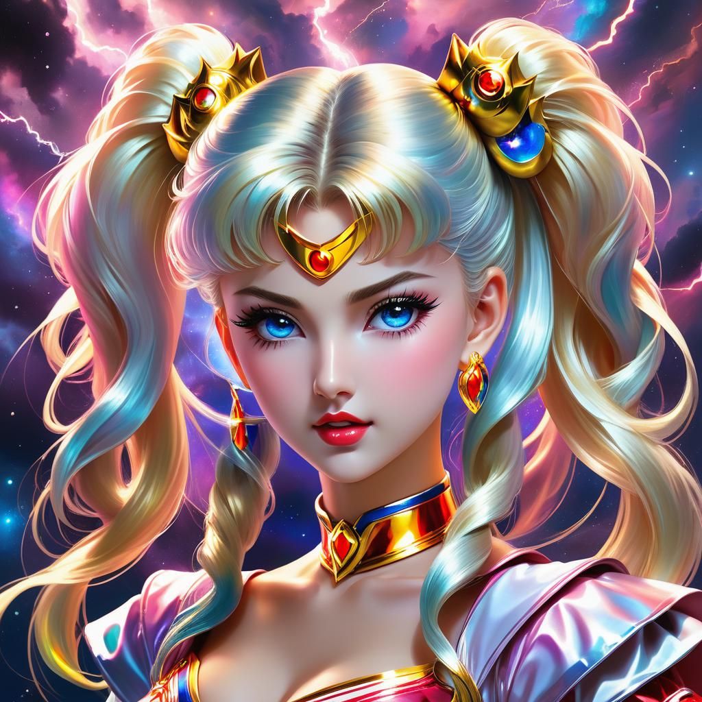 Surreal Sailor Moon Icon Reimagined in Ethereal Impasto Oil....