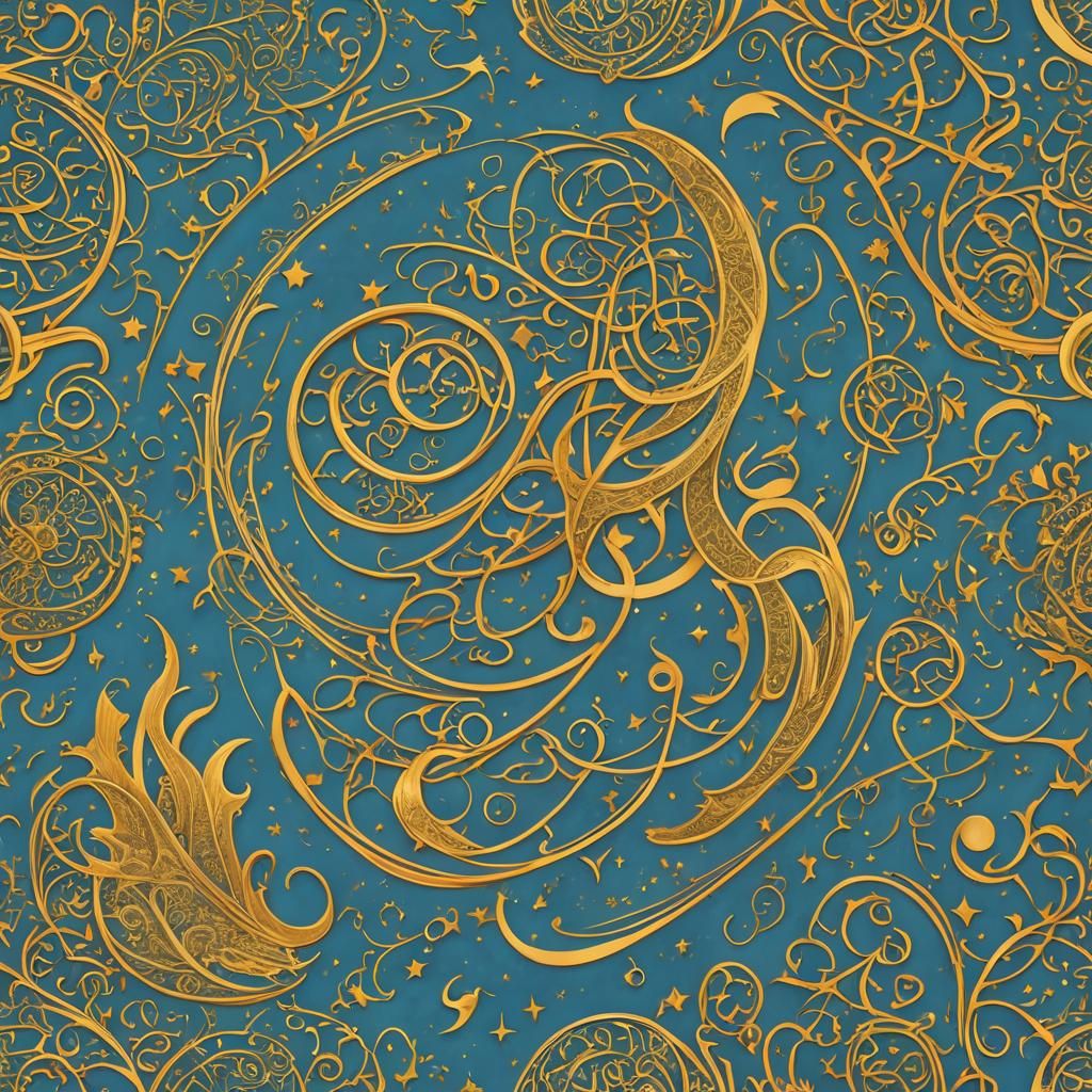 Celestial Calligraphy of Fate in Vibrant Rainbow Hues