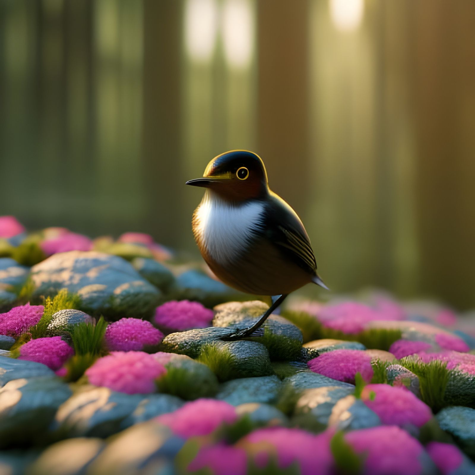 Surreal Hematite Orb on Golden Rose Petals in Hyperrealistic...