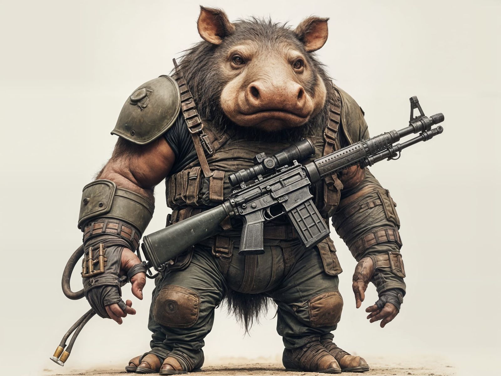 Boar Warrior with Machine Gun