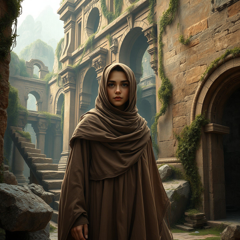 Fantasy Female Historian Explores Ancient Ruins in Exquisite...