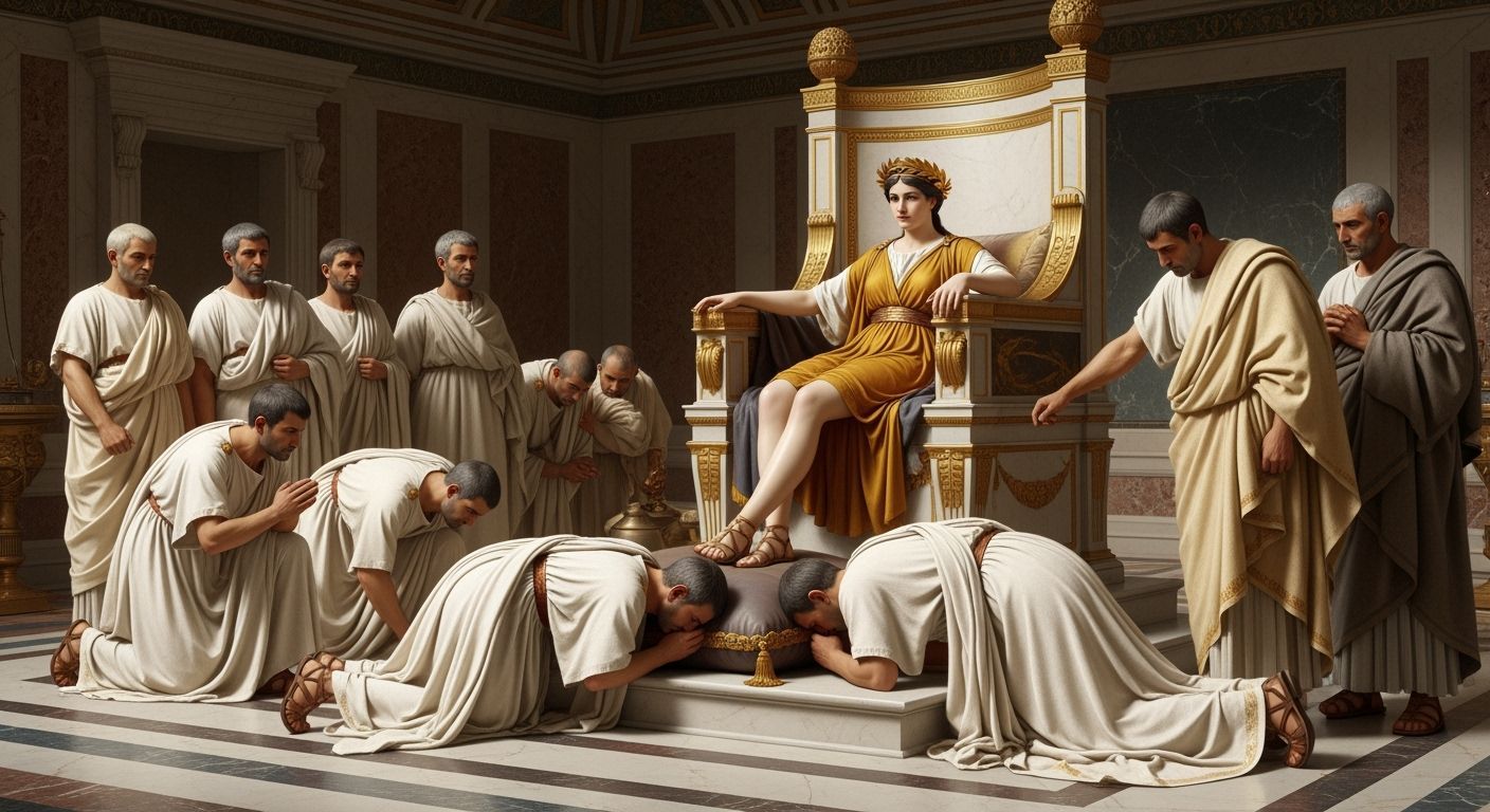 Empress Messalina on a Throne in Ancient Rome Palace