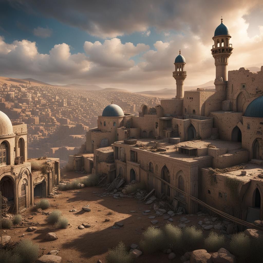 A Fantastical Palestine Crying Out For Help in Deep, Vibrant...