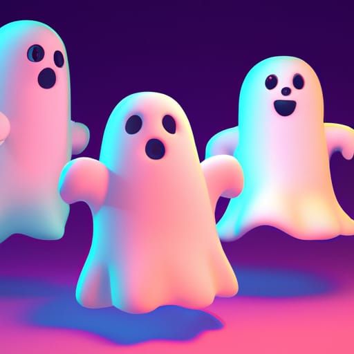 Friendly Ghosts in a Whimsical Pixar-Inspired Setting