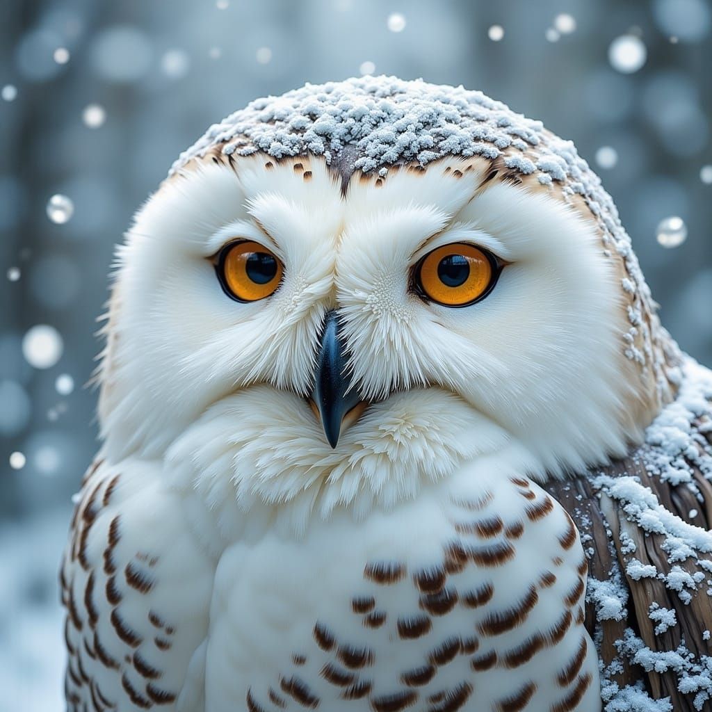 Vibrant Stained Glass Portrait of a Majestic Snowy Owl