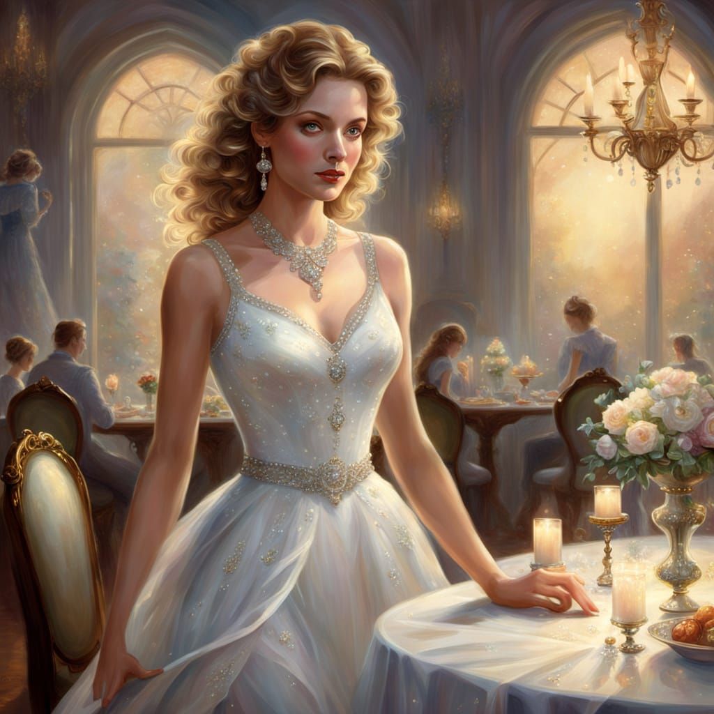 Lady in White Dress: Whimsical Fantasy Art