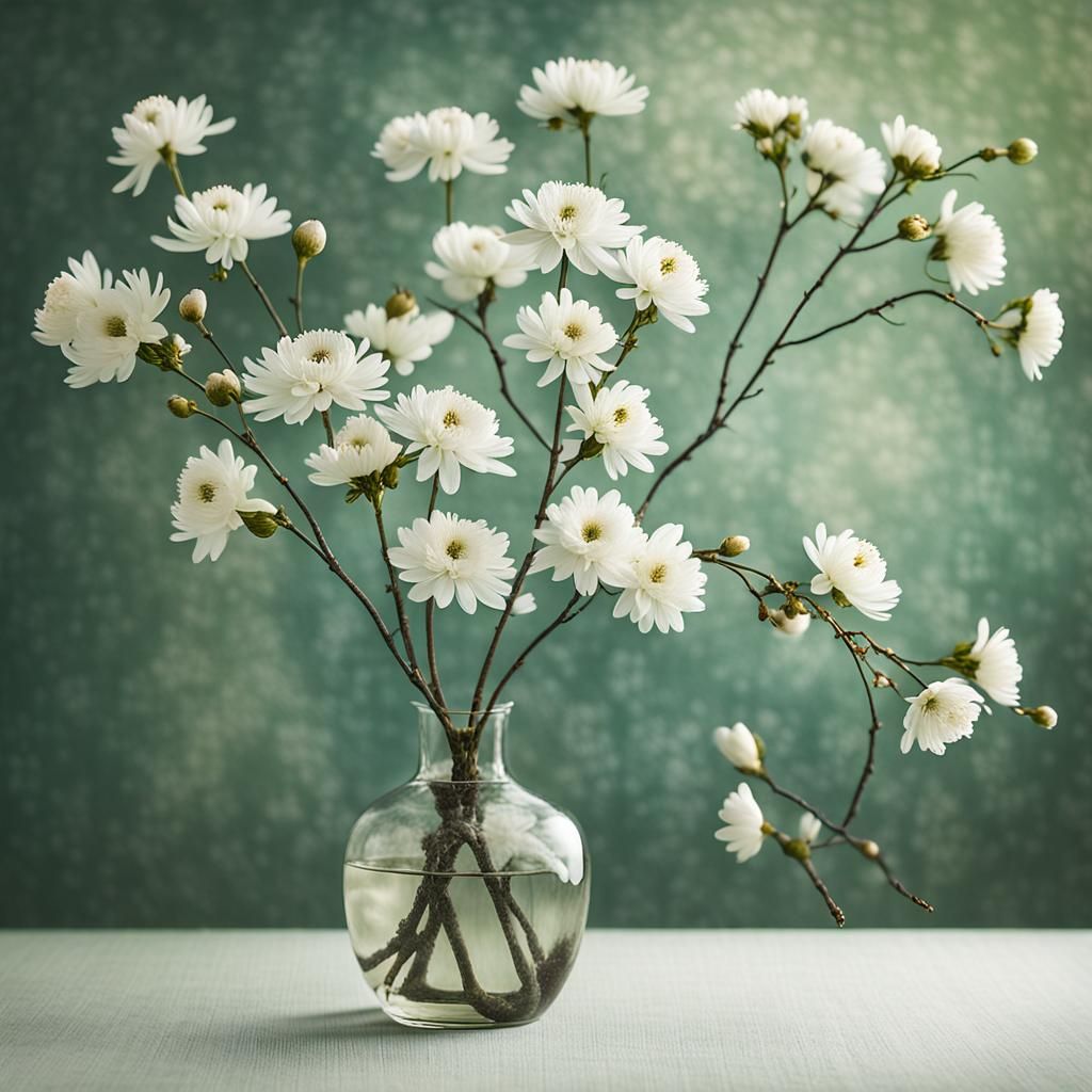Elegant Cherry Blossom Ikebana in Soft Natural Light