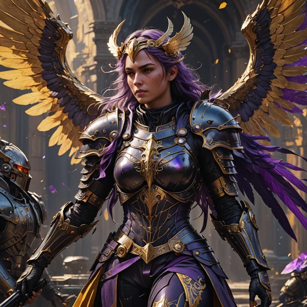 Armoured Valkyrie in Dark Fantasy Concept Art Style