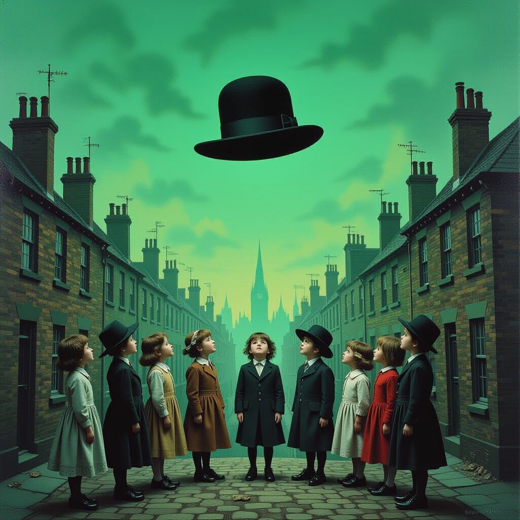 Surreal Victorian Slums Oil Painting