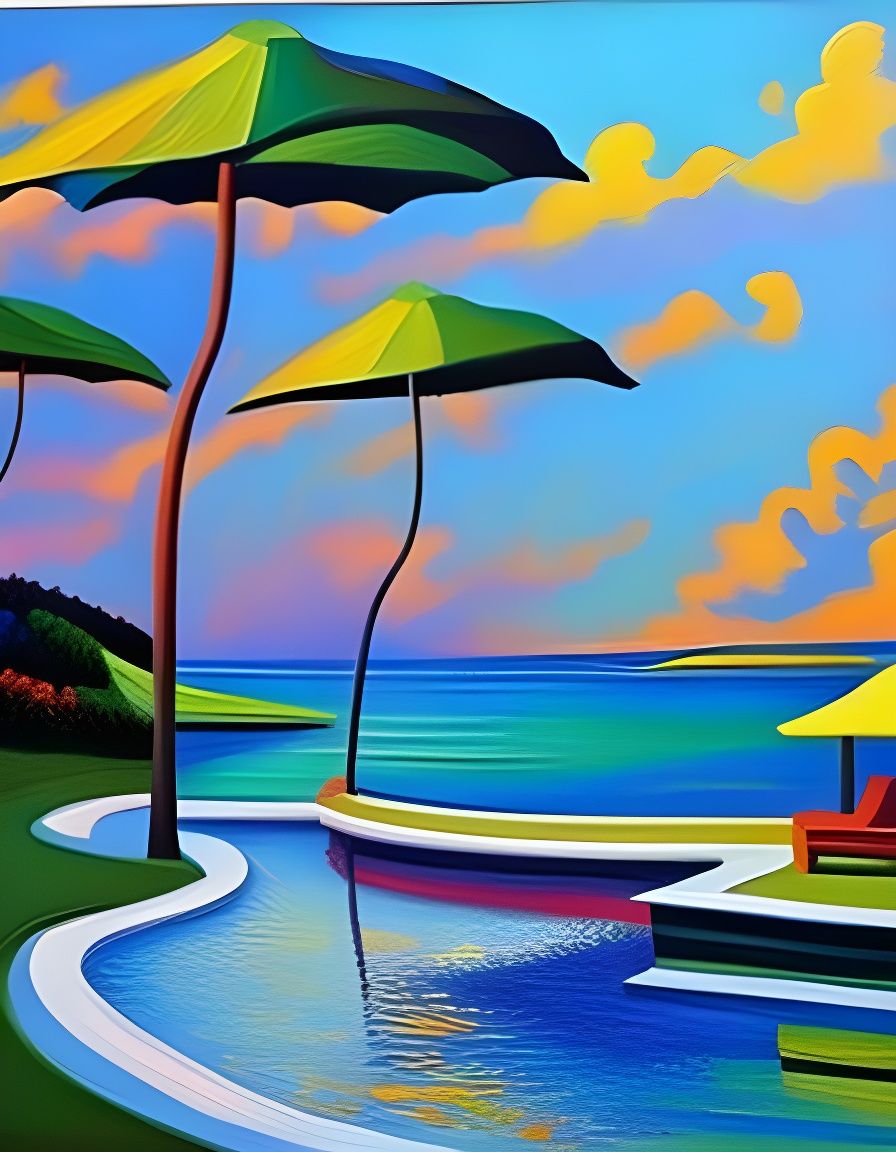 Epic Neo-Impressionist Pool Scene