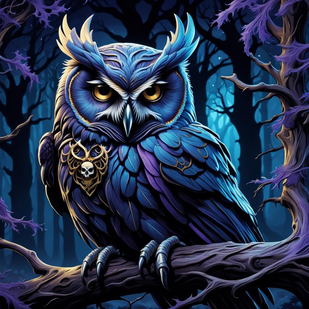 Gothic Owl Reaches for Midnight Skies