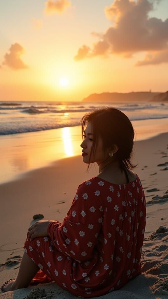 Surreal Hyperrealistic Beach Portrait of a Woman in Ethereal...