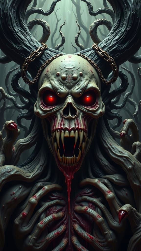 Terrifying Demonic Nightmare in Abstract Horror Style