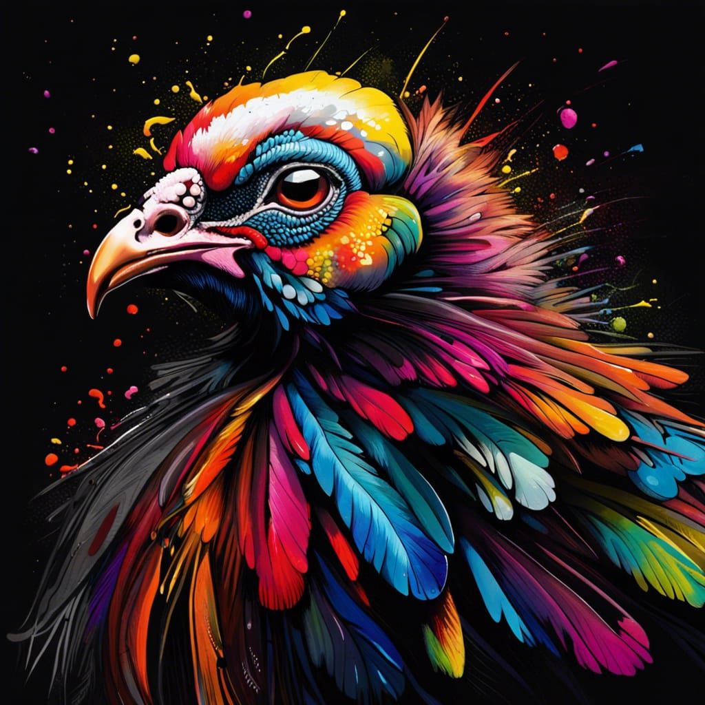 Majestic Bird in Vibrant Graffiti Art