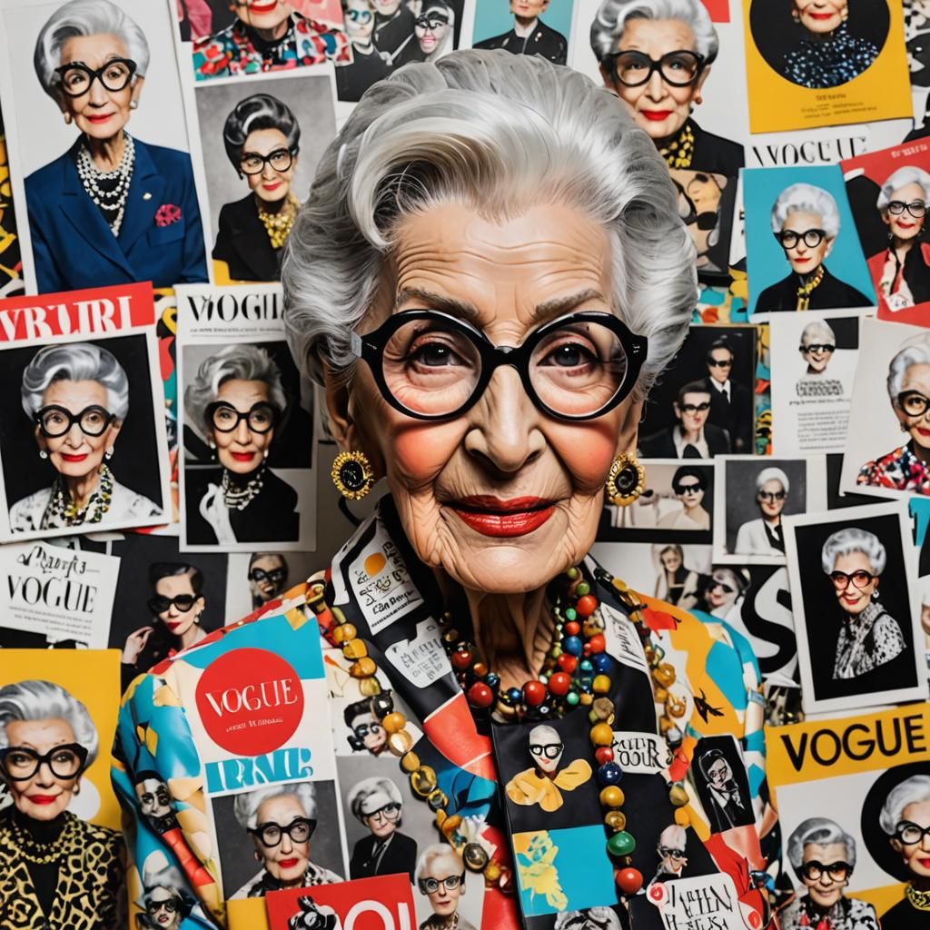 Iris Apfel Collage in Pop Art Resin