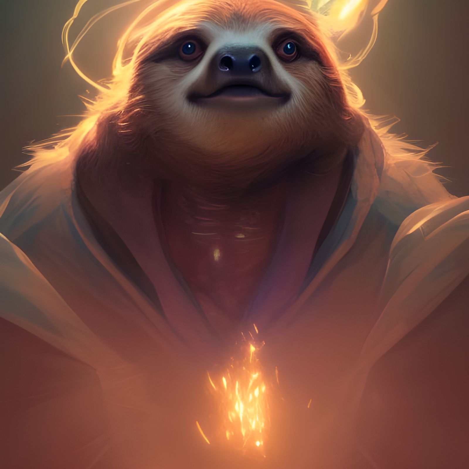Sloth Wizard in Ethereal Light