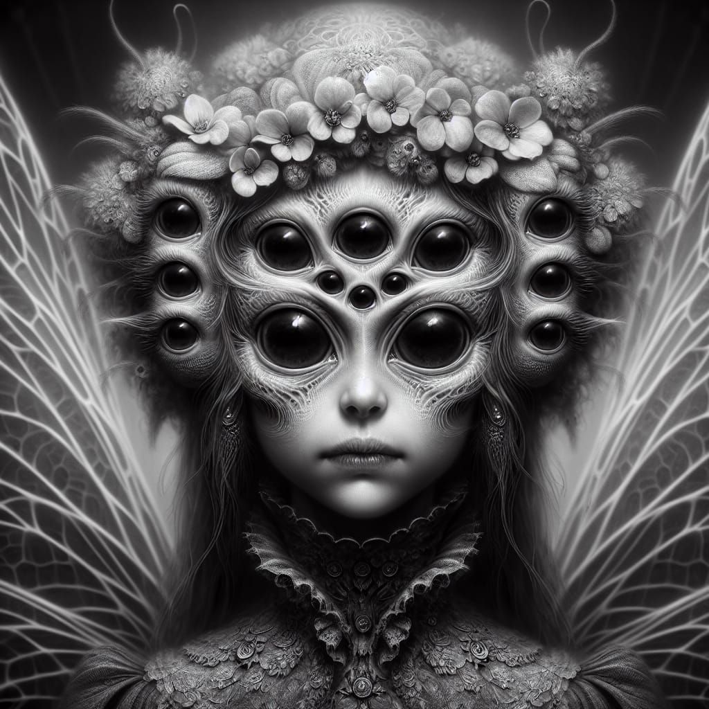 Hyperrealistic Spider Fairy Portrait in Dark and Brooding At...