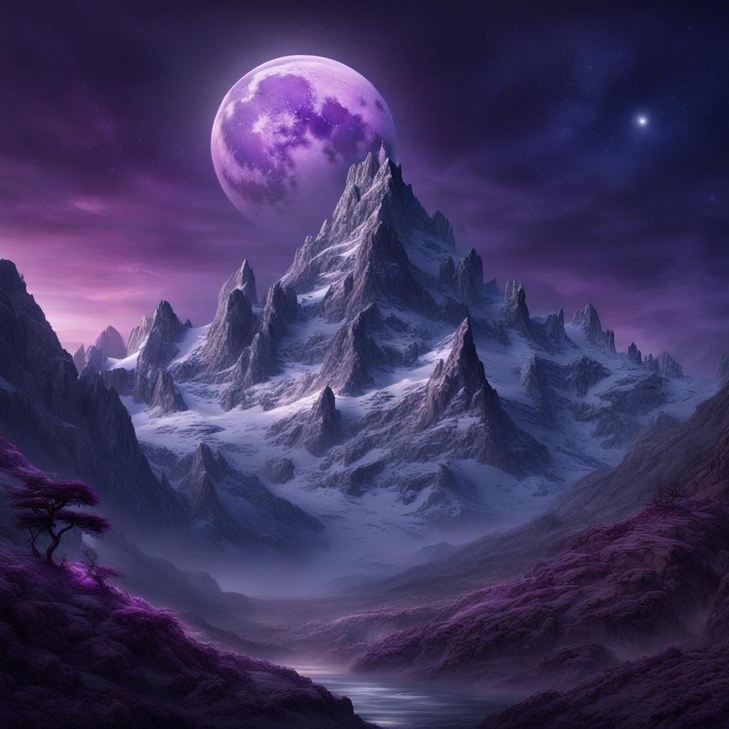 Epic Digital Matte Painting of a Mystical Mountain at Dusk